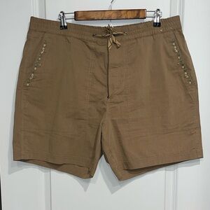 Howler Bros Shorts Mens XXL Beige Chino Elastic Waist Drawstring Outdoor